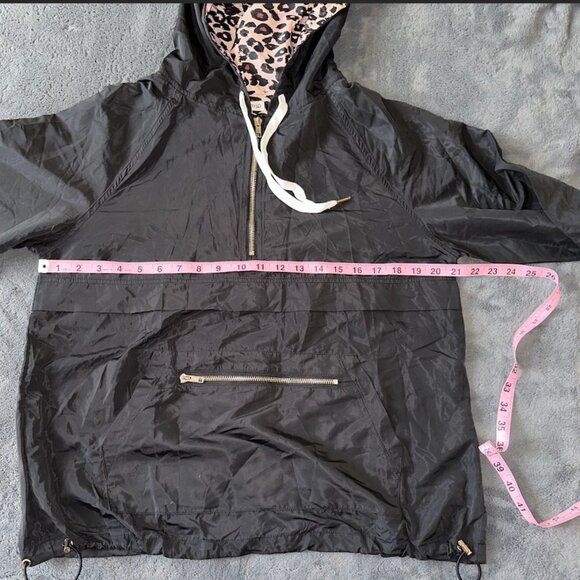 Black Windbreaker Rain jacket Leopard Print Hoodie - Picture 7 of 11